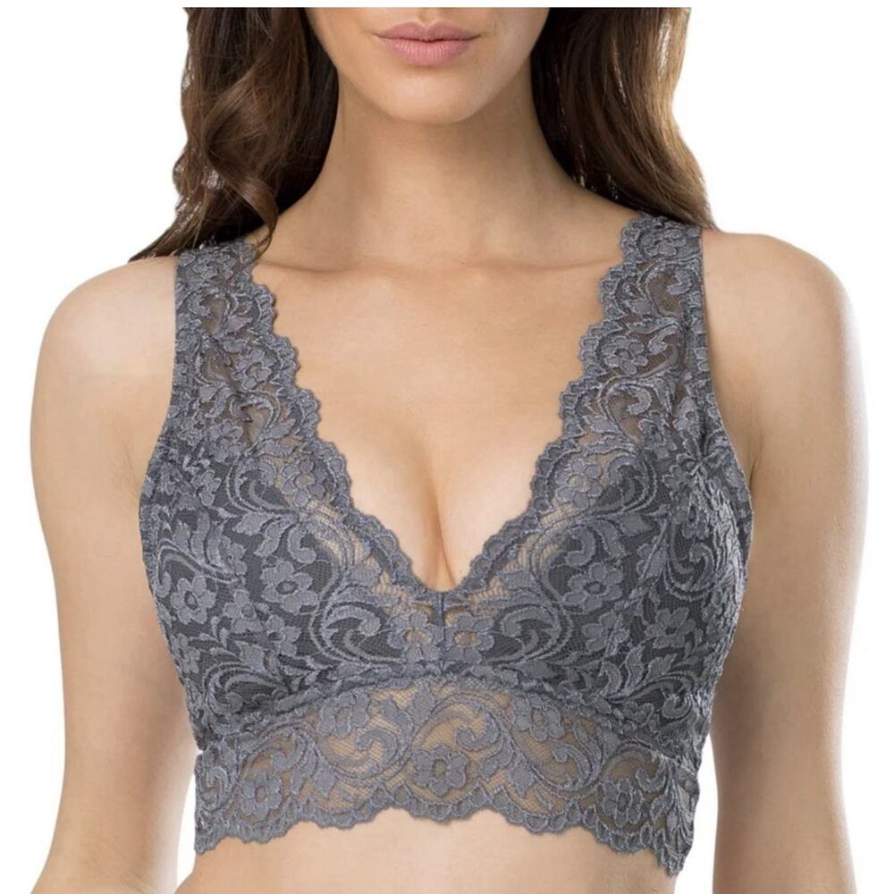 Jessica Simpson Women Large Grey Lace Pull On Bralette 2X